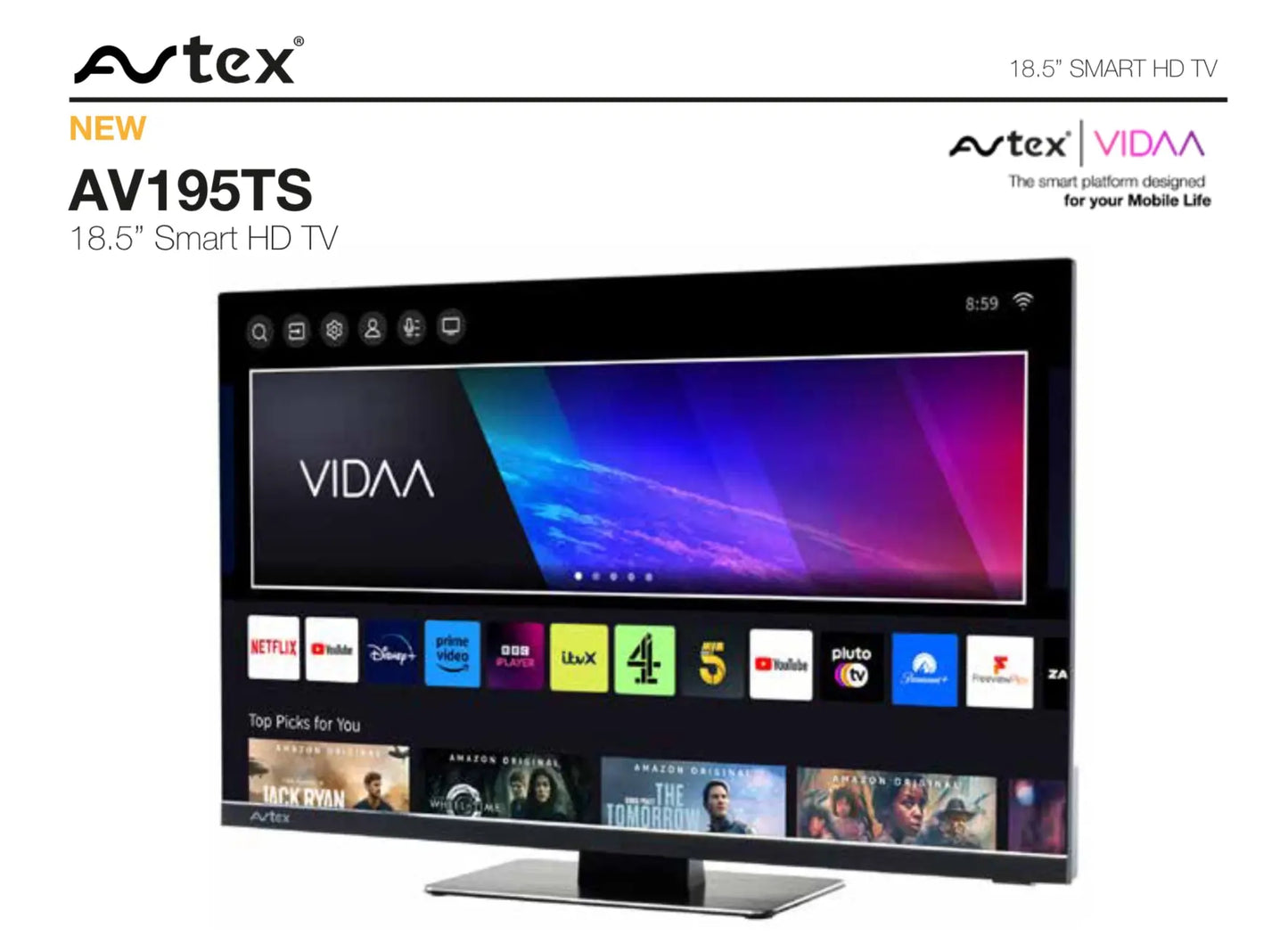 Avtex AV195TS1 18.5” Smart HD TV For Caravans, Motorhomes, Campervans